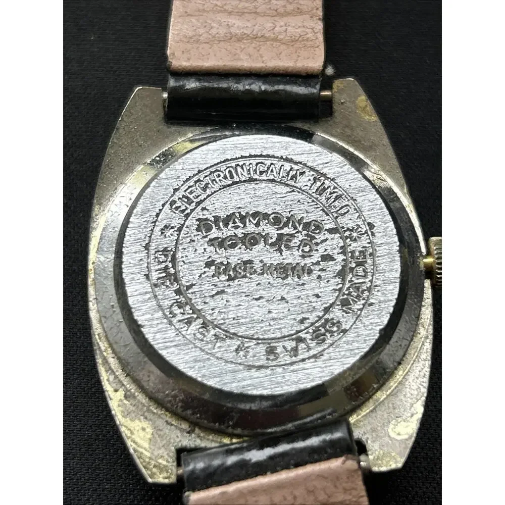Vintage Diamond Tooled Swiss Made Smiley Face Manual Wind Watch